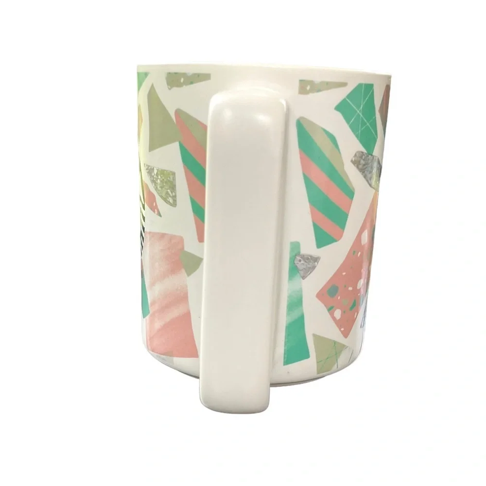 Starbucks 2019 Confetti Foil Geometric Pink Green Ceramic Coffee Mug 12oz - Picture 4 of 14